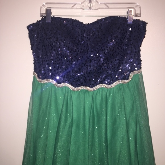 Deb homecoming formal dance sequins rhinestones glitter strapless dress SIZE 16 - Picture 3 of 11